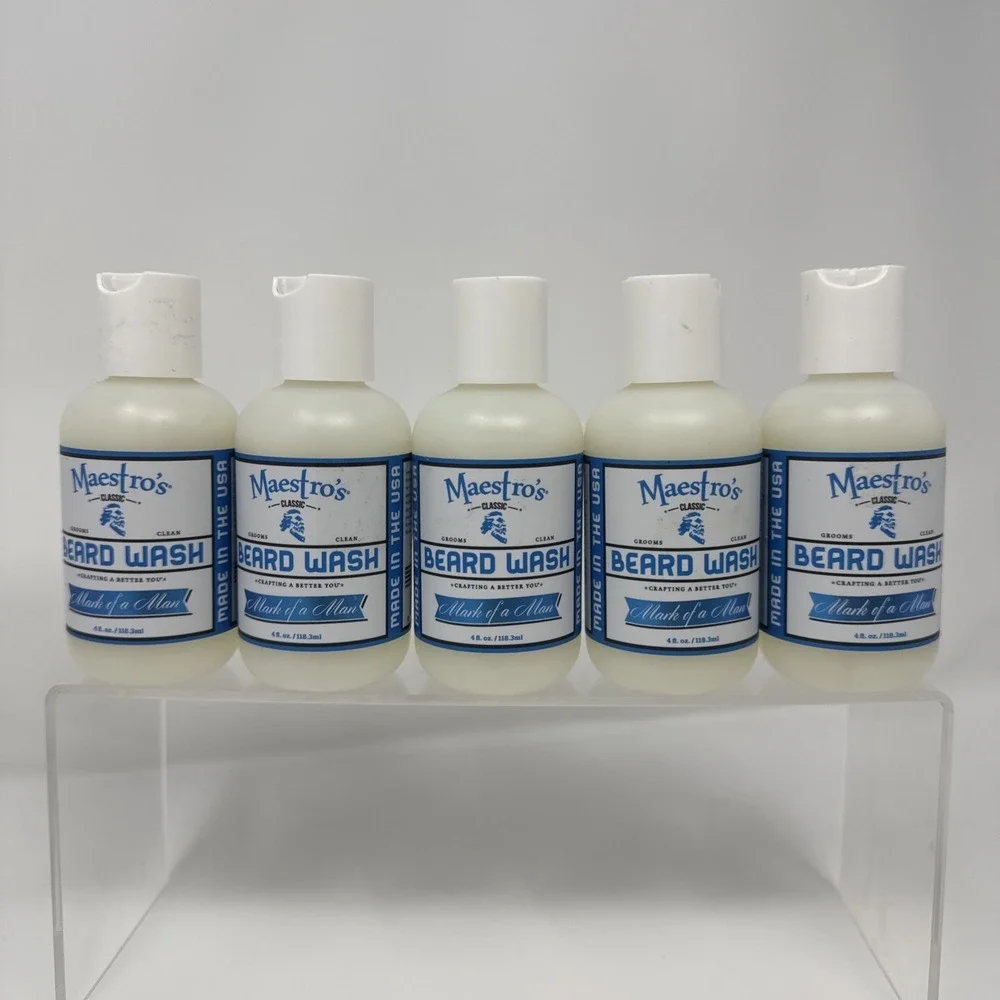 5 Bottles - Maestro's Classic Beard Wash - Mark of A Man 4oz Made In The USA